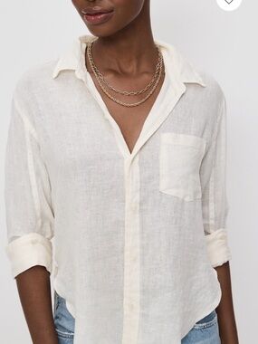 NWT citizens of humanity Kayla shrunken shirt  100% linen in vanilla